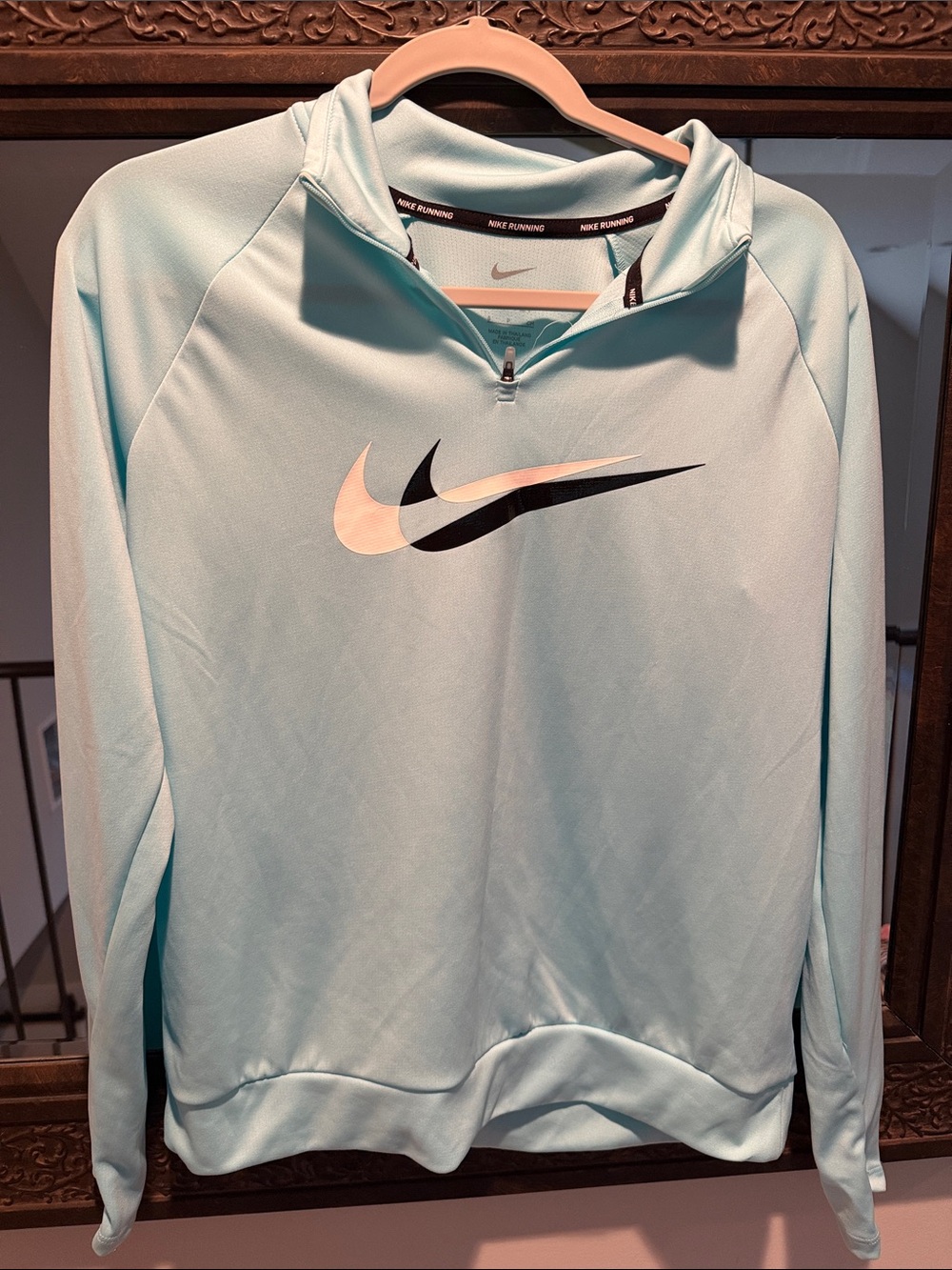Nike woman’s running Light Aqua Quarter-Zip Performance Hoodie